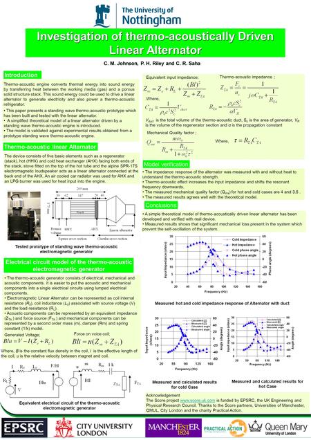 C. M. Johnson, P. H. Riley and C. R. Saha Thermo-acoustic engine converts thermal energy into sound energy by transferring heat between the working media.