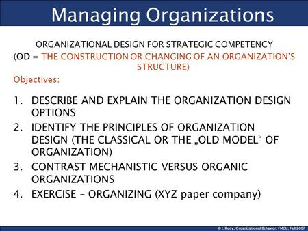 Managing Organizations