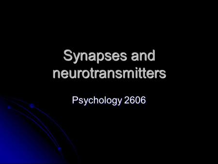 Synapses and neurotransmitters