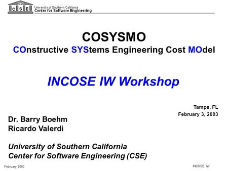 COnstructive SYStems Engineering Cost MOdel