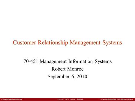 Customer Relationship Management Systems