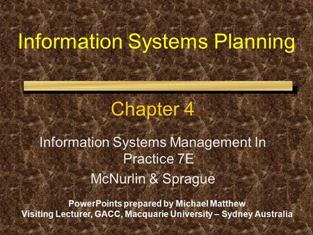 Information Systems Planning