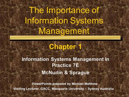 The Importance of Information Systems Management