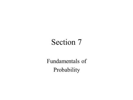 Fundamentals of Probability