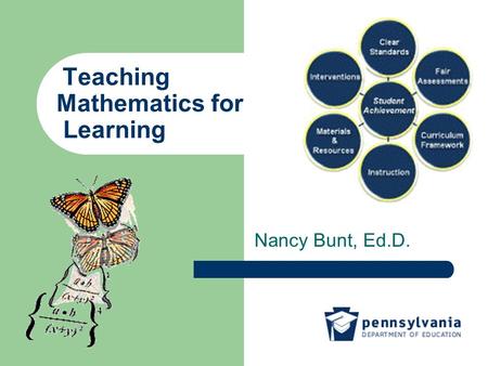 Teaching Mathematics for Learning Nancy Bunt, Ed.D.