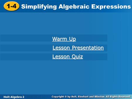 Simplifying Algebraic Expressions