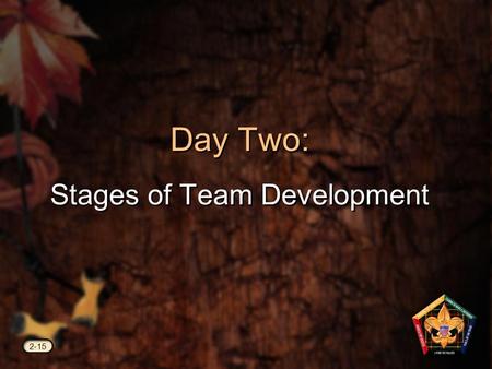 Day Two: Stages of Team Development 2-15. Videos #5 Models for Success Forming.