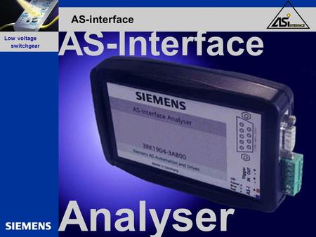 GG-Kennung oder Produktname Low voltage switchgear AS-interface Analyser AS-Interface.