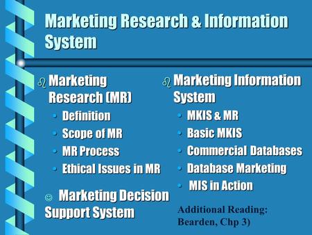 Marketing Research & Information System