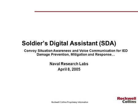 Soldier’s Digital Assistant (SDA)