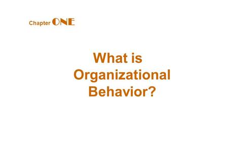 What is Organizational Behavior?