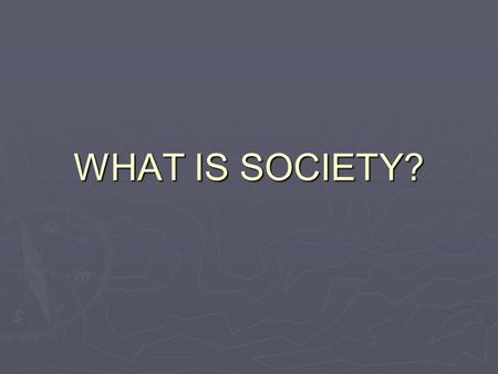 WHAT IS SOCIETY?.