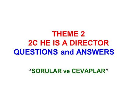 THEME 2 2C HE IS A DIRECTOR QUESTIONS and ANSWERS SORULAR ve CEVAPLAR.