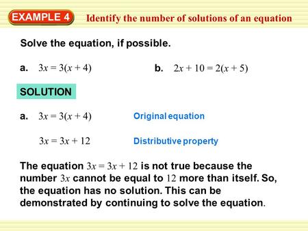 Identify the number of solutions of an equation