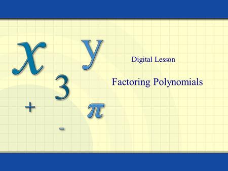 Factoring Polynomials