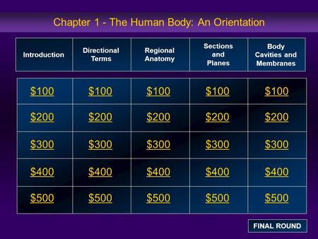 Chapter 1 - The Human Body: An Orientation