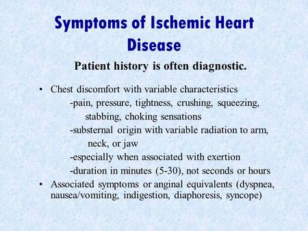 Symptoms of Ischemic Heart Disease