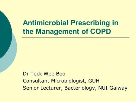 Antimicrobial Prescribing in the Management of COPD