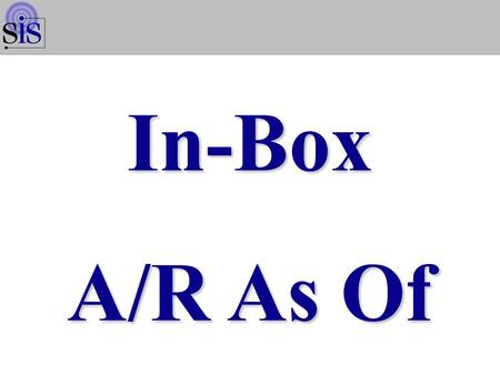 In-Box A/R As Of. In-Box VBS Menu WMN2001S Page 2.