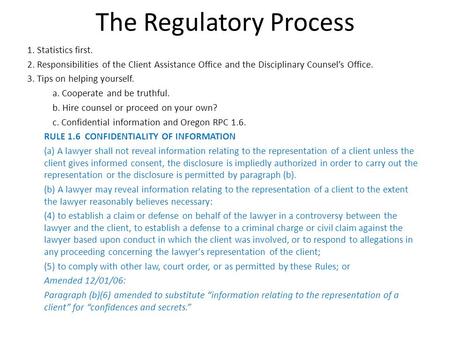 The Regulatory Process