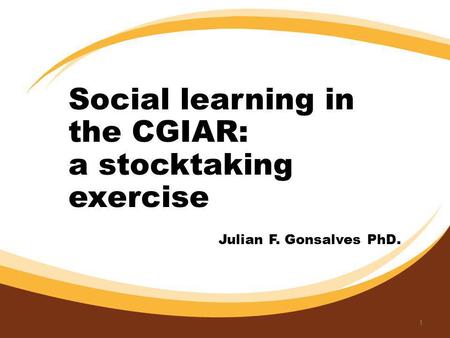 Social learning in the CGIAR: a stocktaking exercise