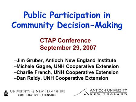 Public Participation in Community Decision-Making