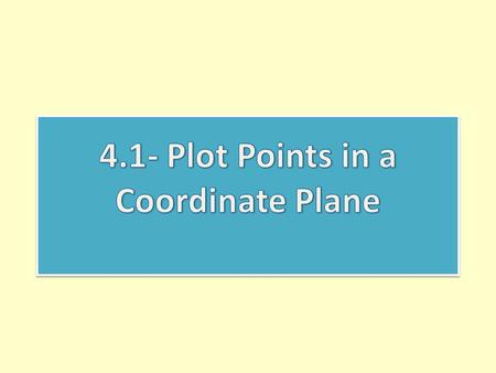 4.1- Plot Points in a Coordinate Plane