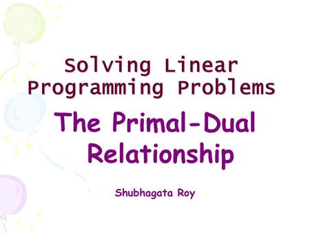 Solving Linear Programming Problems