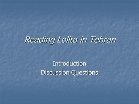 Reading Lolita in Tehran