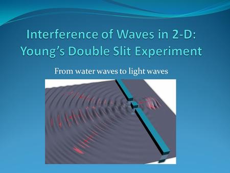 From water waves to light waves. So far, we have learned that the particle theory and the wave theory of light both predict the observed phenomena's of.