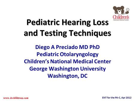 Pediatric Hearing Loss and Testing Techniques