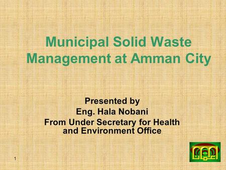 Municipal Solid Waste Management at Amman City