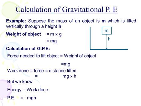 Calculation of Gravitational P. E