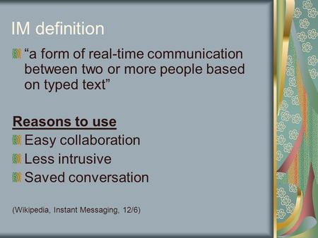 TechTracks: Instant Messaging (IM) Amanda Stone South Carolina State Library 803-734-4816   IM: AStonescsl.