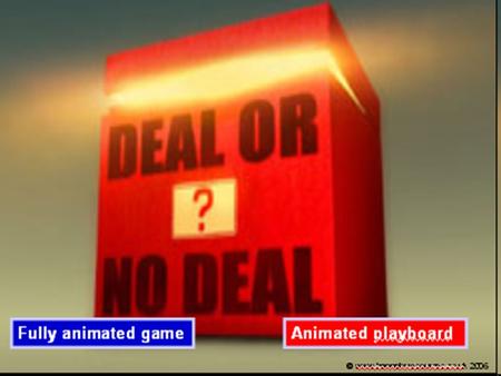 Fully animated gameAnimated playboard ¢1¢1 1¢1¢ 1 $1 22 $10 4 $25 6 $50 9 $75 16 $100 12 $300 14 $400 21 $500 18 $750 11 $1,000 3 $5,000 2 $10,000 7.