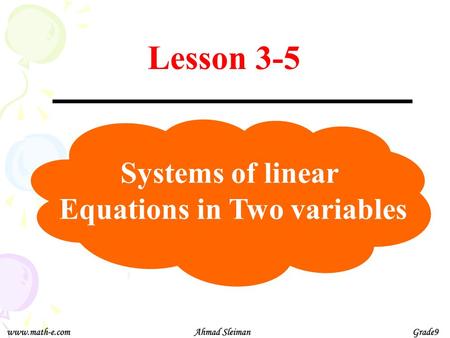 Equations in Two variables