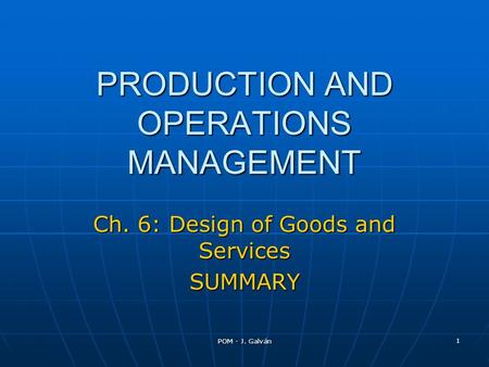 PRODUCTION AND OPERATIONS MANAGEMENT