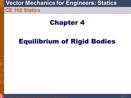 Equilibrium of Rigid Bodies