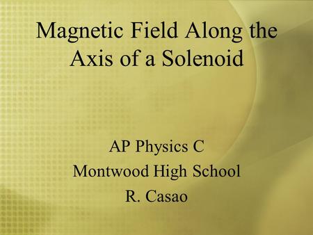 Magnetic Field Along the Axis of a Solenoid