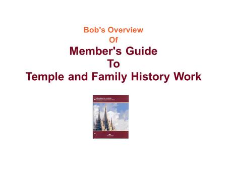 Temple and Family History Work