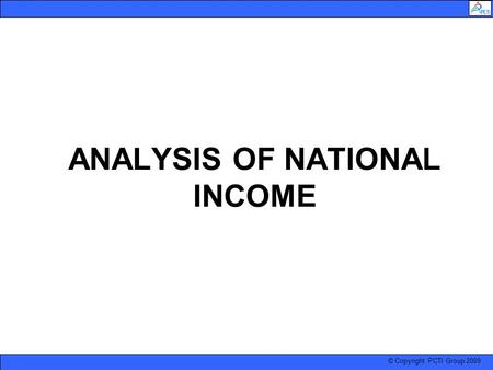 ANALYSIS OF NATIONAL INCOME