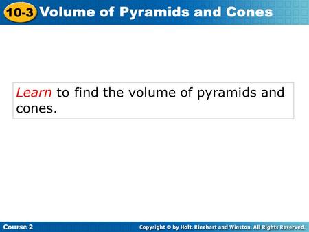 Volume of Pyramids and Cones