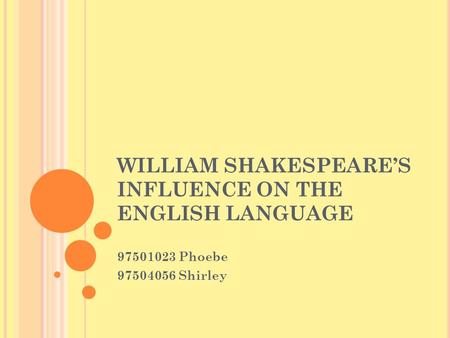 WILLIAM SHAKESPEARE’S INFLUENCE ON THE ENGLISH LANGUAGE