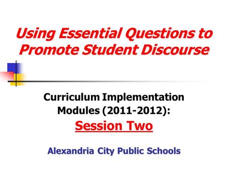 Using Essential Questions to Promote Student Discourse