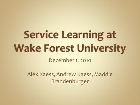 December 1, 2010 Alex Kaess, Andrew Kaess, Maddie Brandenburger.