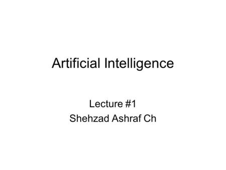 Artificial Intelligence