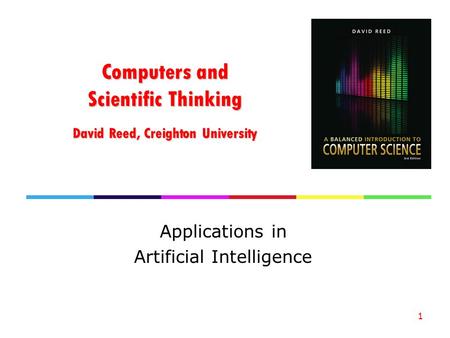 Computers and Scientific Thinking David Reed, Creighton University Applications in Artificial Intelligence 1.