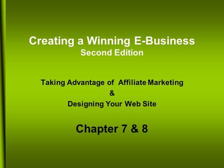 Creating a Winning E-Business Second Edition