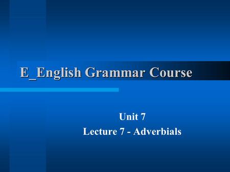 E_English Grammar Course