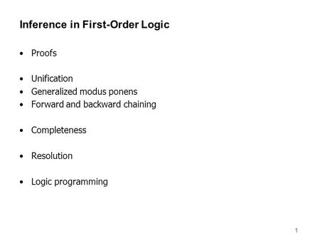 Inference in First-Order Logic